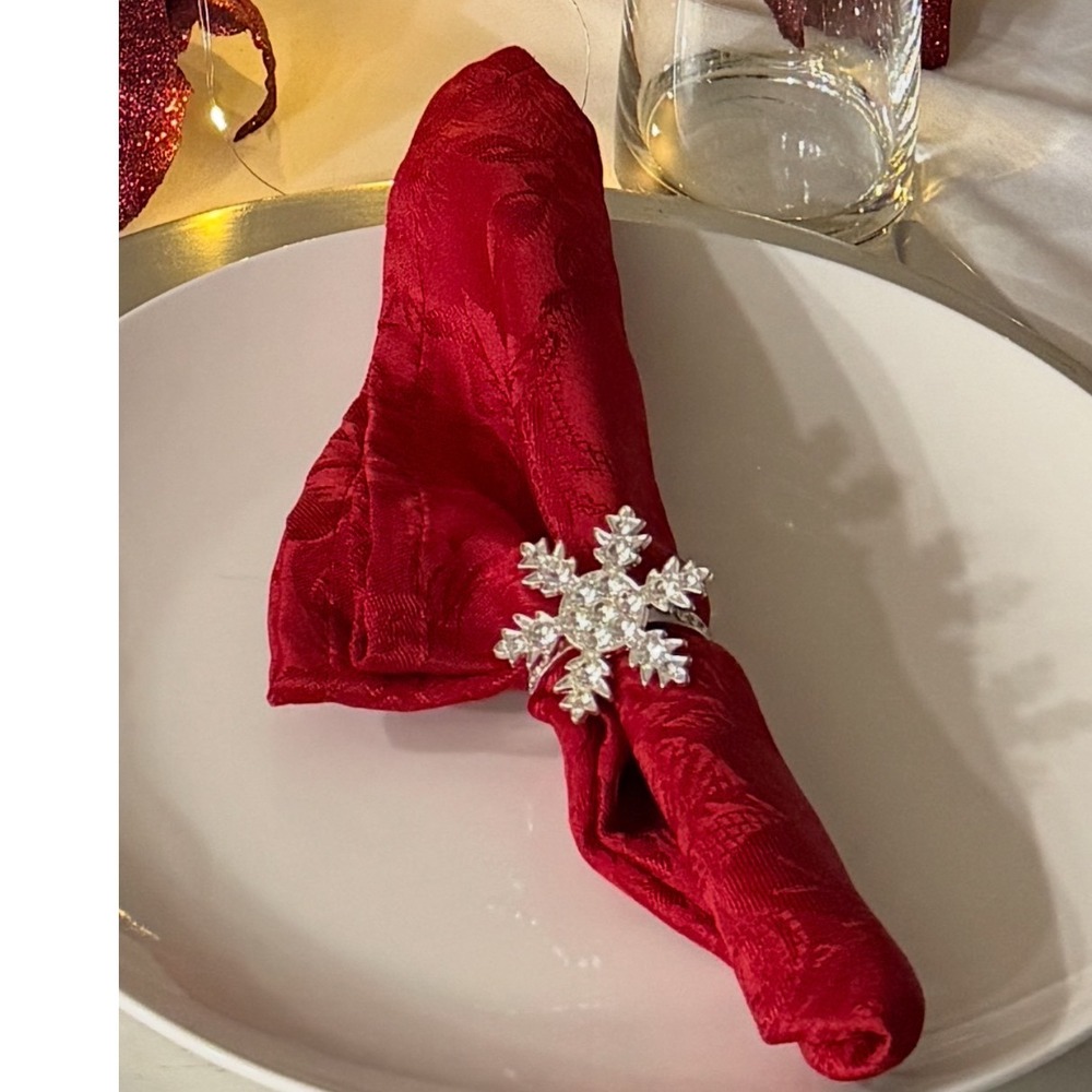 Red‎ Damask Poinsettia Cloth 18  Napkins Christmas Holiday Table Linen 15x16